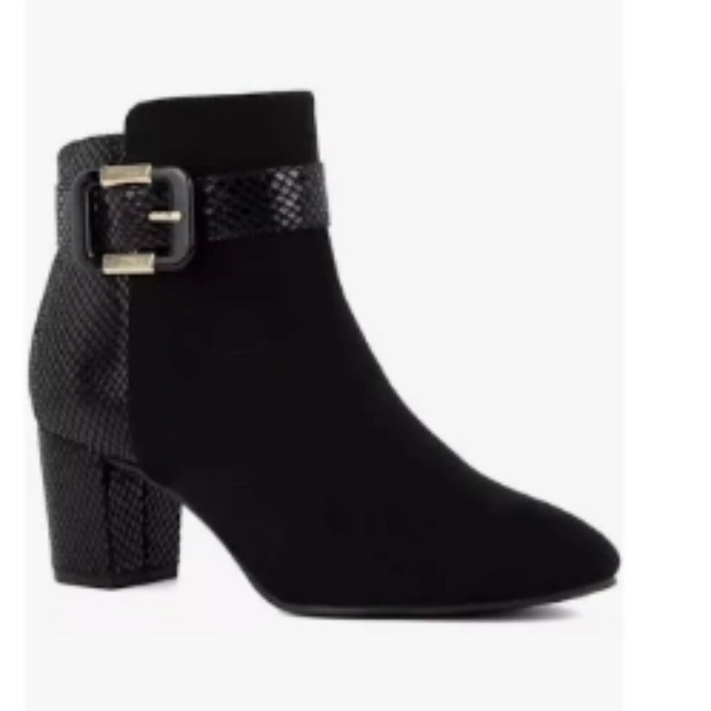 Karen Scott Ivyy Faux Suede Snake Print Black Booties